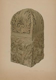 Stone Gate Post, c. 1939. Creator: Rose Campbell-Gerke