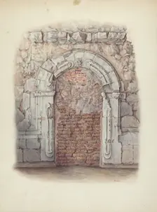 Stone Doorway, Carved, 1940. Creator: Hal Blakeley