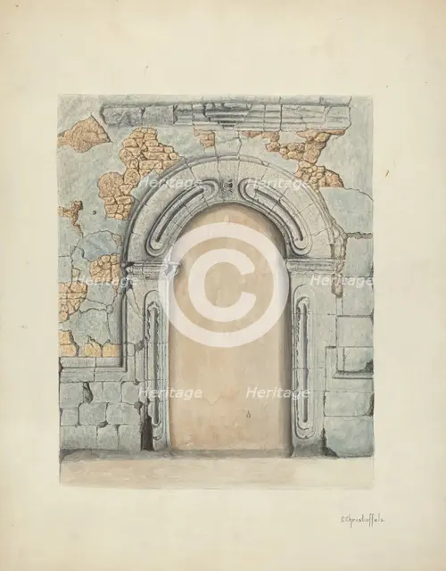 Stone Doorway, Carved, 1939. Creator: Cornelius Christoffels.