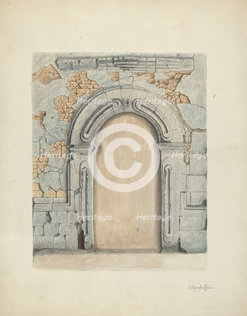 Stone Doorway, Carved, 1939. Creator: Cornelius Christoffels.