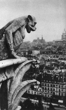Stone demon, Notre Dame, Paris, France, c1930s. Artist: Donald McLeish