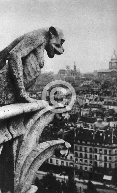 Stone demon, Notre Dame, Paris, France, c1930s. Artist: Donald McLeish