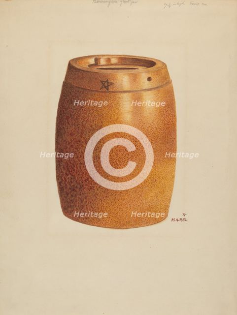 Stone Fruit Jar with Star, c. 1936. Creator: Margaret Stottlemeyer.