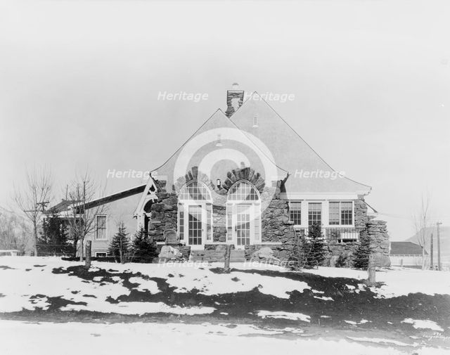 Stone house, with snow on ground, Colorado , between 1903 and 1923. Creator: Unknown.