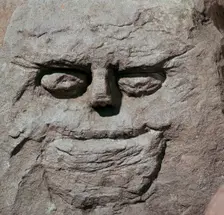 Stone head from a pagan Celtic shrine