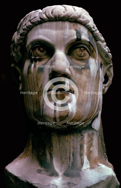 Stone head of a colossal statue of Constantine I, 3rd century. Artist: Unknown