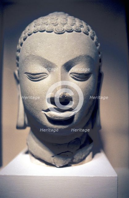 Stone head of Buddha, Gupta, India, 5th century. Artist: Unknown