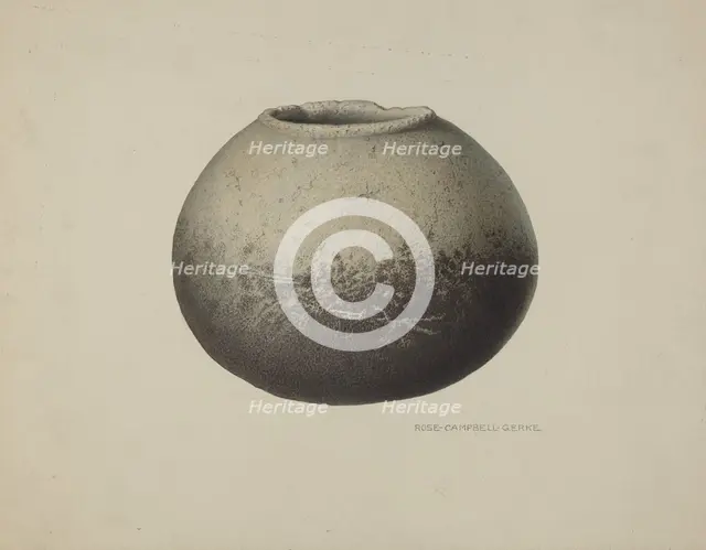 Stone Olla, c. 1940. Creator: Rose Campbell-Gerke.