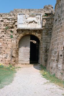 Stone lion, Othello's Tower, Famagusta, North Cyprus, 2001. Creator: Vivienne Sharp