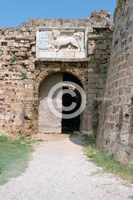 Stone lion, Othello's Tower, Famagusta, North Cyprus, 2001.  Creator: Vivienne Sharp.