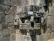 Stone mask, Uxmal city, Puuc region, Yucatan, Mexico, Maya civilization, Classical period, 1998. Creator: Unknown