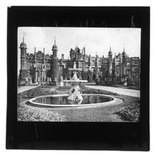 Stone palace and fountain - unknown loation. Creator: Unknown