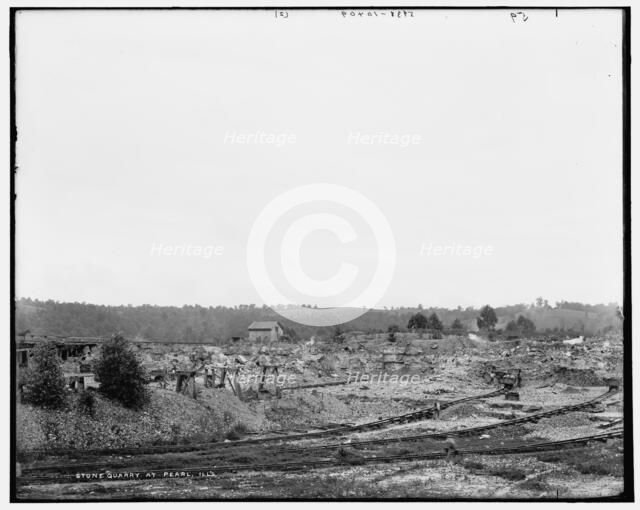 Stone quarry at Pearl, Illinois, between 1890 and 1901. Creator: Unknown.