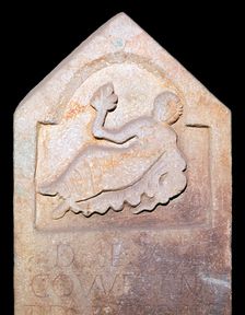 Stone relief showing the British water-goddess Coventina, 2nd century