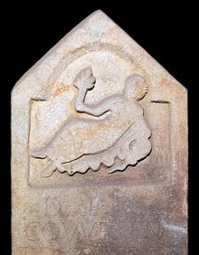 Stone relief showing the British water-goddess Coventina, 2nd century