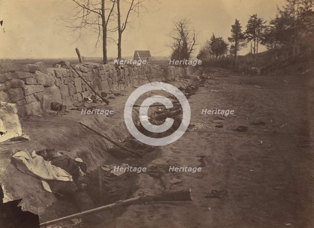 Stone Wall, Rear of Fredericksburg, with Rebel Dead, May 3, 1863. Creator: Andrew Joseph Russell.