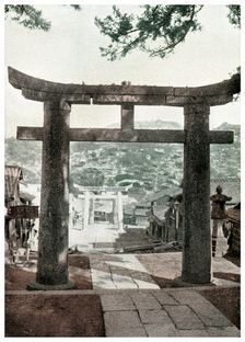 Stone torii, Suwa Temple, Nagasaki, Japan, 1904