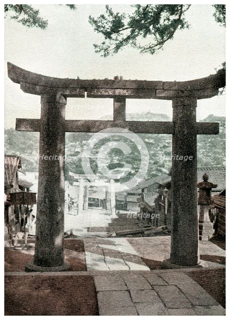 Stone torii, Suwa Temple, Nagasaki, Japan, 1904. Artist: Unknown