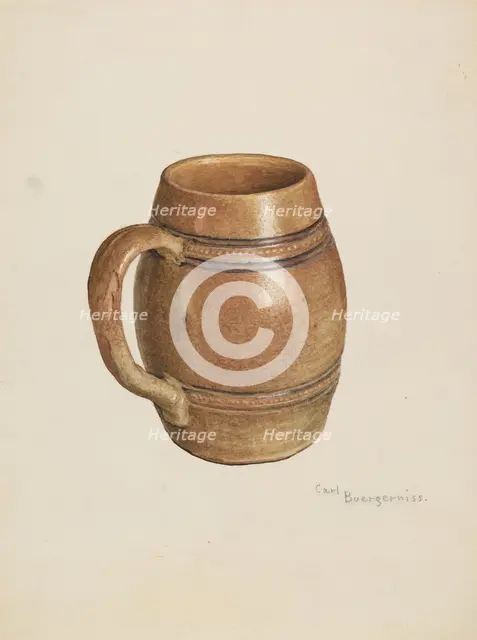 Stoneware Mug, c. 1939. Creator: Carl Buergerniss.