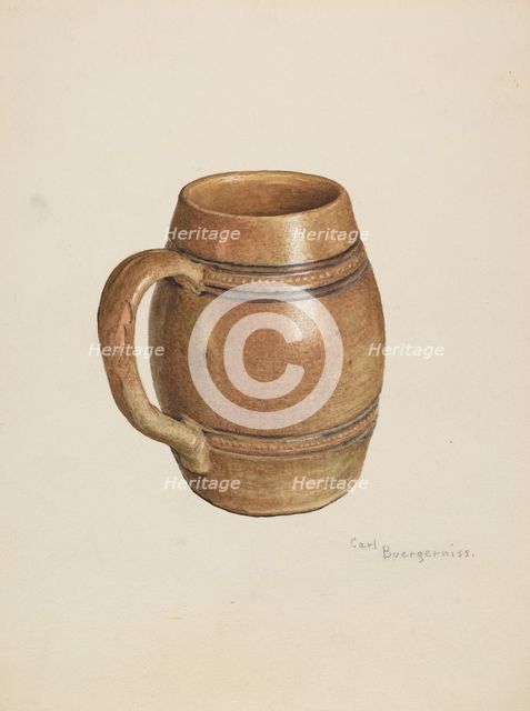 Stoneware Mug, c. 1939. Creator: Carl Buergerniss.