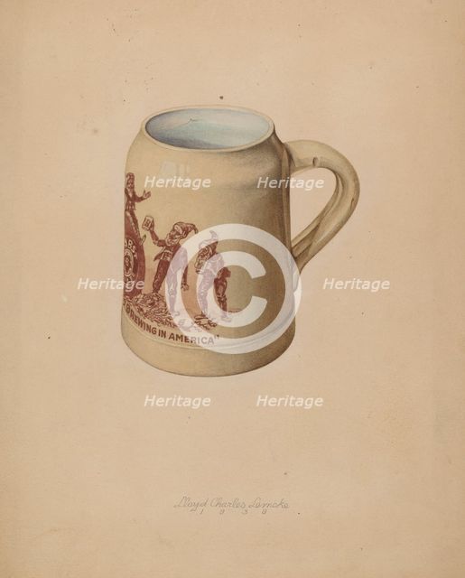 Stoneware Mug for Beer, 1939. Creator: Lloyd Charles Lemcke.