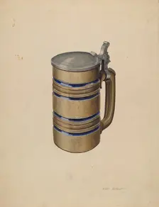 Stoneware and Pewter Beer Mug, c. 1934. Creator: Arthur Matthews