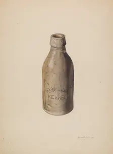 Stoneware Beer Bottle, 1941. Creator: Herman O. Stroh
