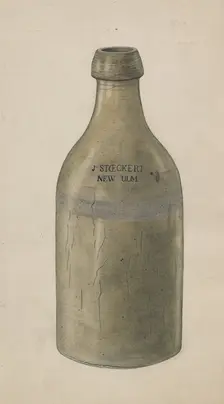 Stoneware Beer Bottle, c. 1938. Creator: Wilbur M Rice