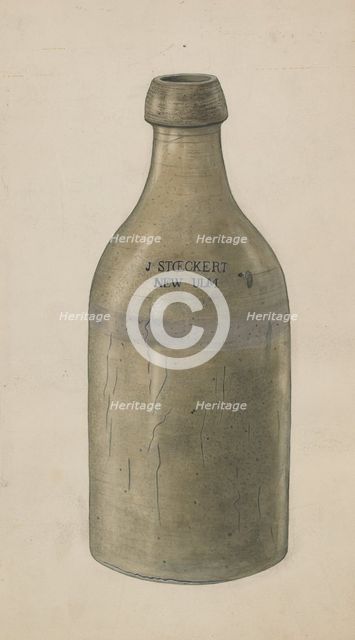 Stoneware Beer Bottle, c. 1938. Creator: Wilbur M Rice.
