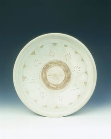 Stoneware bowl with sgraffito floral pattern, Jin dynasty, China, 12th-early 13th century. Creator: Unknown
