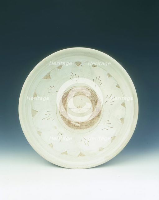 Stoneware bowl with sgraffito floral pattern, Jin dynasty, China, 12th-early 13th century. Creator: Unknown.