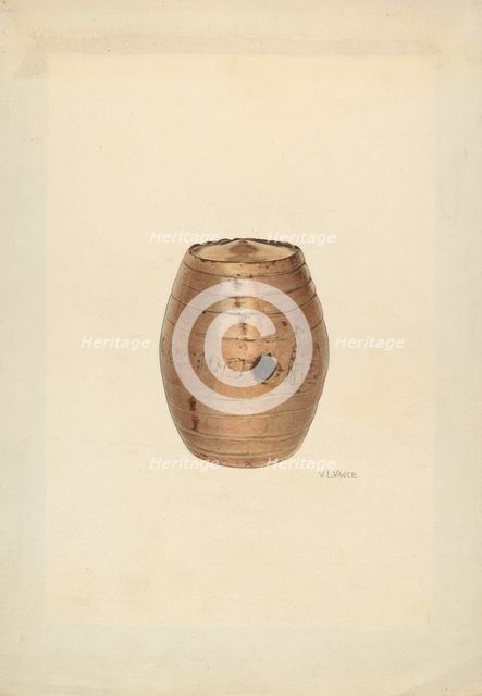Stoneware Flask, c. 1940. Creator: V. L. Vance.