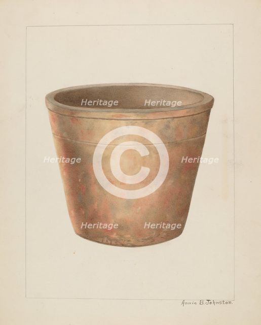 Stoneware Flower Pot, c. 1937. Creator: Annie B Johnston.