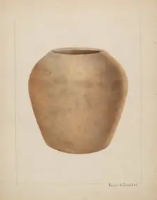 Stoneware Flower Pot, c. 1937. Creator: Annie B Johnston