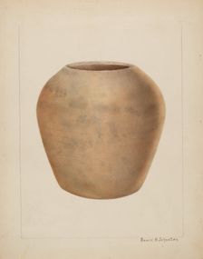 Stoneware Flower Pot, c. 1937. Creator: Annie B Johnston