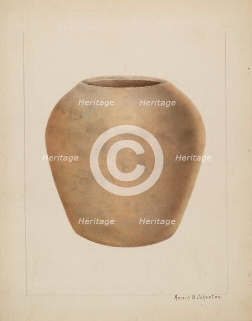 Stoneware Flower Pot, c. 1937. Creator: Annie B Johnston.