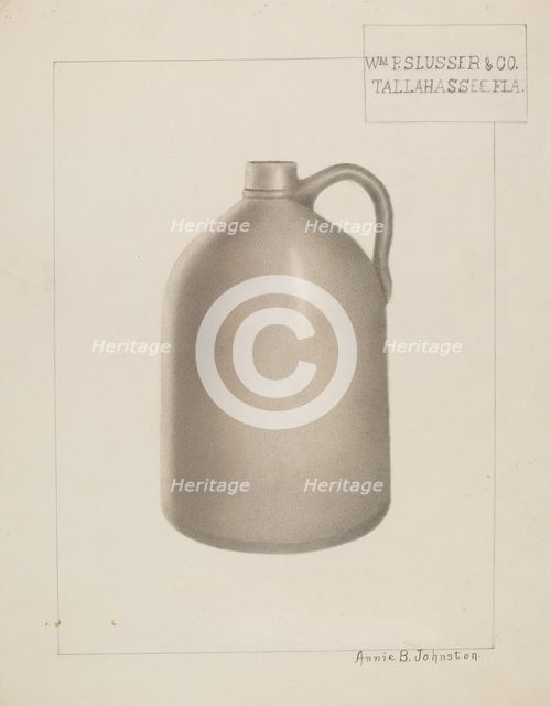 Stoneware Jug, c. 1937. Creator: Annie B Johnston.