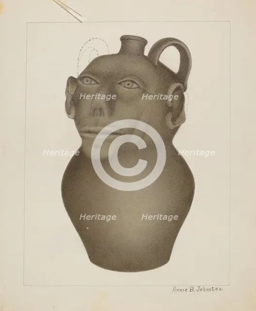 Stoneware Jug, c. 1937. Creator: Annie B Johnston.
