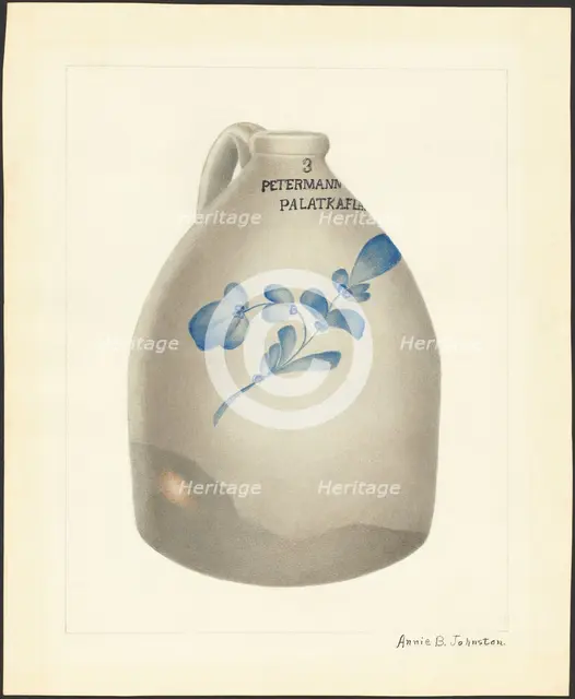 Stoneware Jug, c. 1937. Creator: Annie B Johnston.