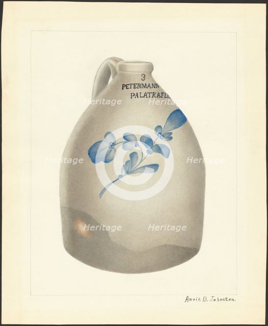 Stoneware Jug, c. 1937. Creator: Annie B Johnston.