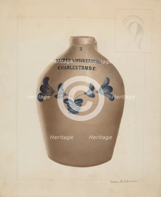 Stoneware Jug, c. 1937. Creator: Annie B Johnston.