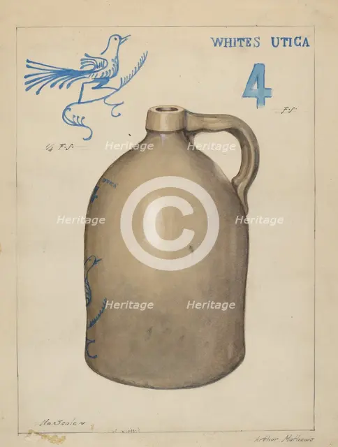 Stoneware Jug, c. 1937. Creator: Arthur Matthews.