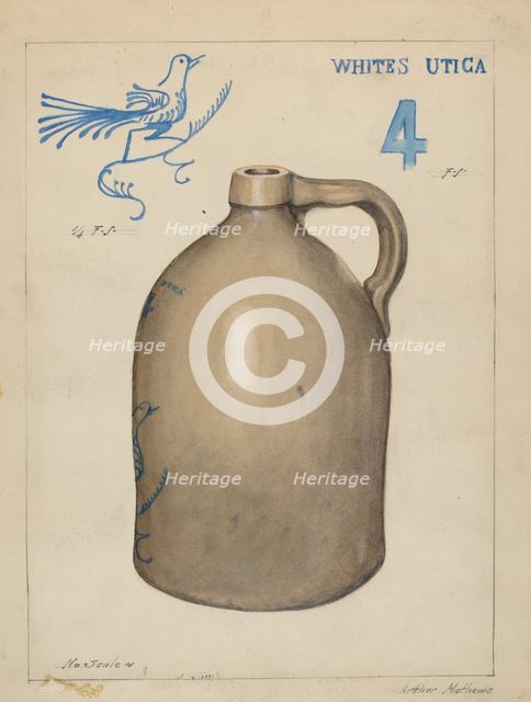 Stoneware Jug, c. 1937. Creator: Arthur Matthews.