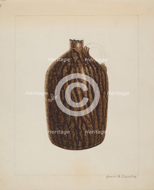 Stoneware Jug, c. 1938. Creator: Annie B Johnston.
