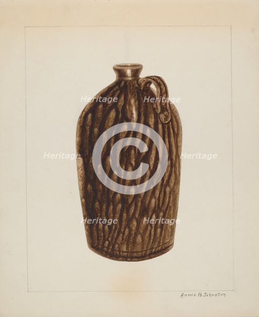 Stoneware Jug, c. 1938. Creator: Annie B Johnston.