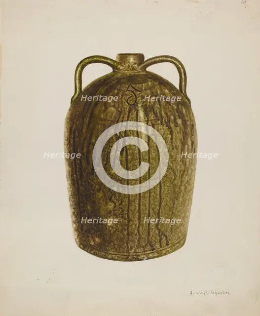 Stoneware Jug, c. 1938. Creator: Annie B Johnston.