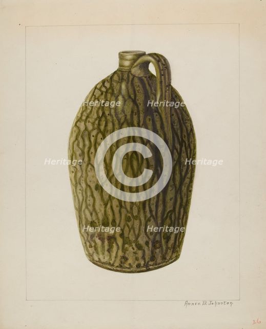 Stoneware Jug, c. 1938. Creator: Annie B Johnston.