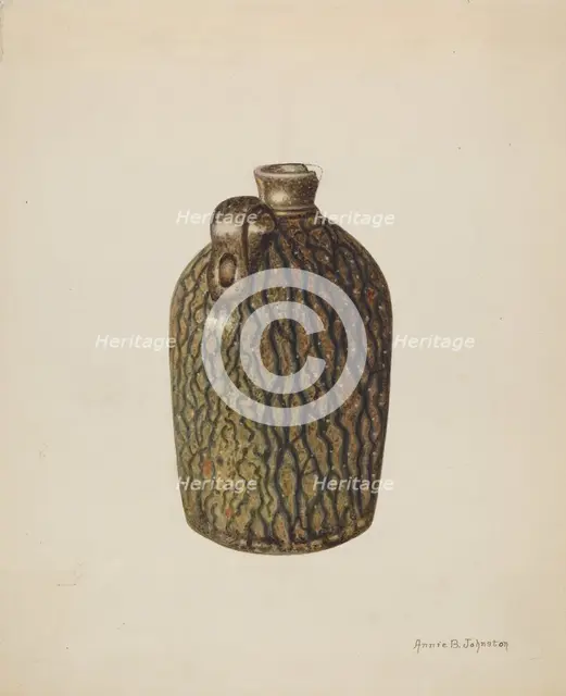Stoneware Jug, c. 1938. Creator: Annie B Johnston.