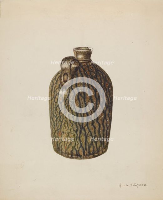 Stoneware Jug, c. 1938. Creator: Annie B Johnston.