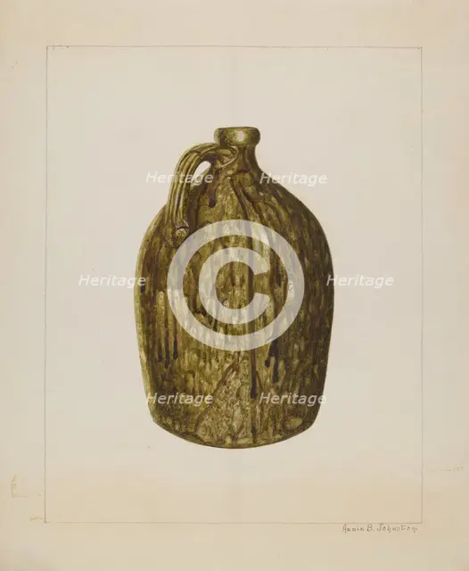 Stoneware Jug, c. 1938. Creator: Annie B Johnston.